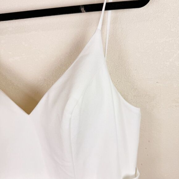 Leena Mac Duggal White Spaghetti Strap Crepe V-Neckline Wedding Dress Size 10 - Picture 6 of 10